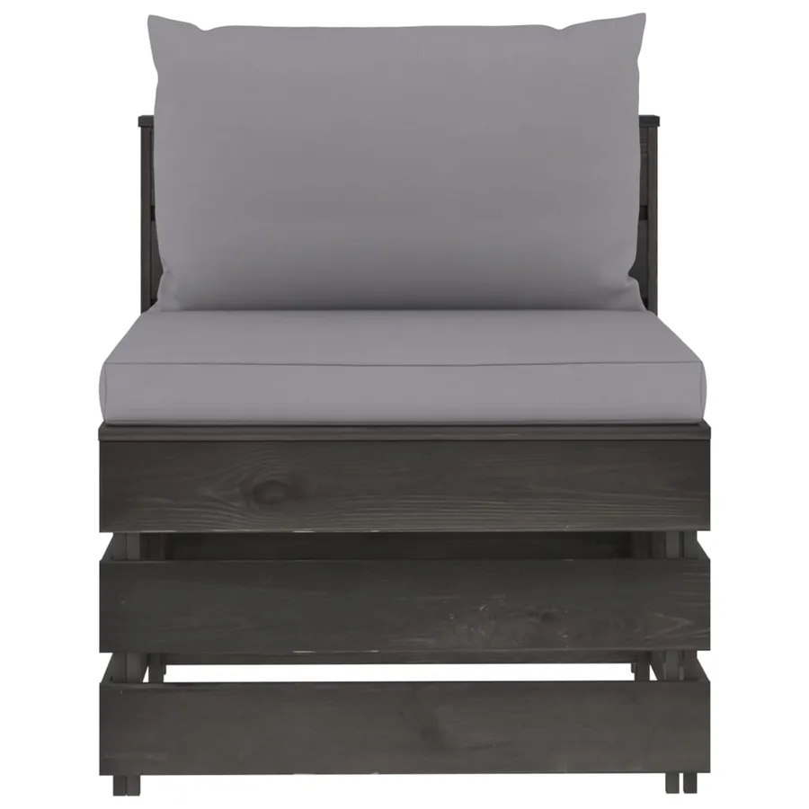 Sectional middle sofa with cushions Grey impregnated wood - 4