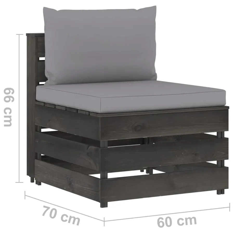 Canapé central sectionnel avec coussins Bois imprégné de gris - 6
