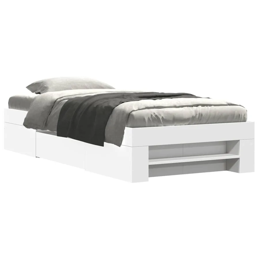 Cadre de lit sans matelas blanc 90x190 cm bois d'ingénierie - 2