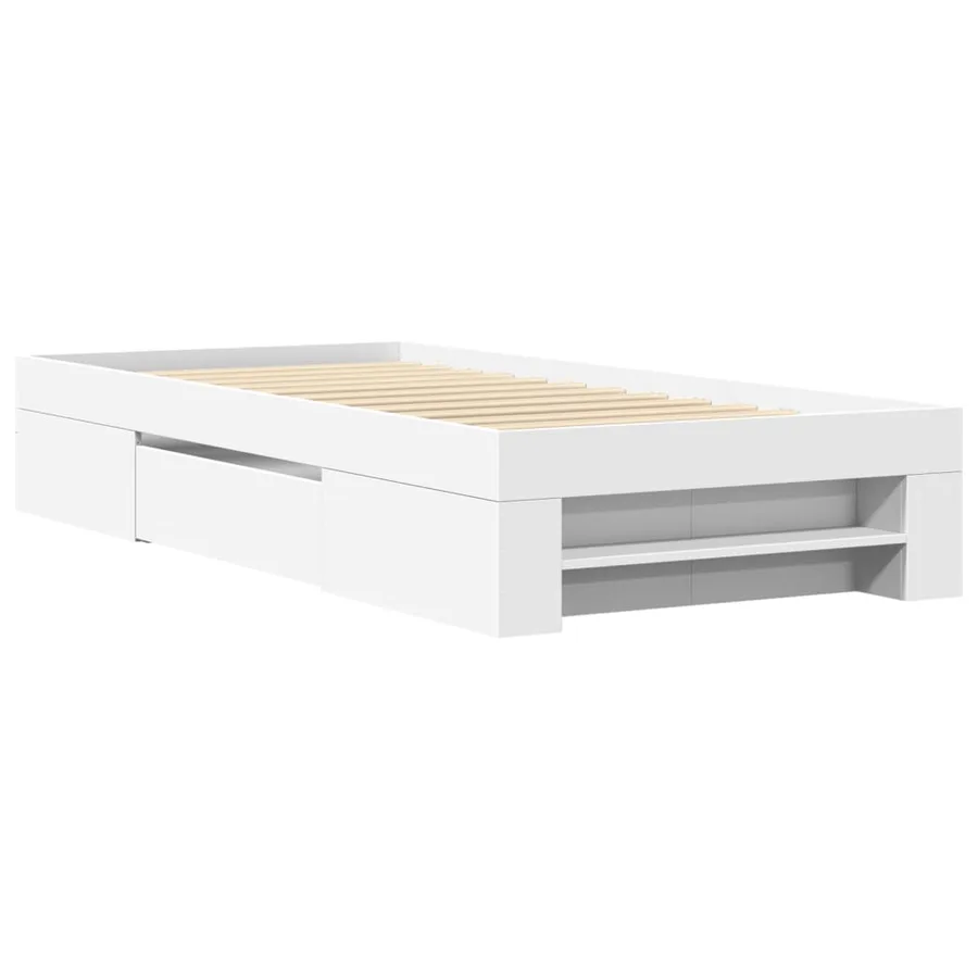 Cadre de lit sans matelas blanc 90x190 cm bois d'ingénierie - 3