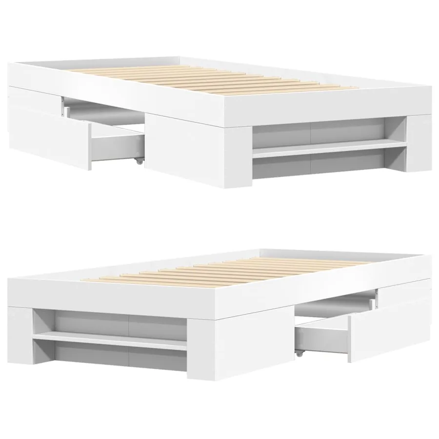 Cadre de lit sans matelas blanc 90x190 cm bois d'ingénierie - 8