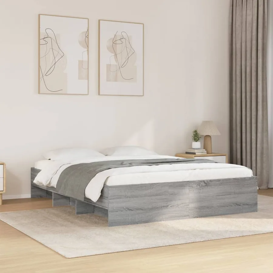 Cadre de lit sans matelas sonoma gris 150x200 cm