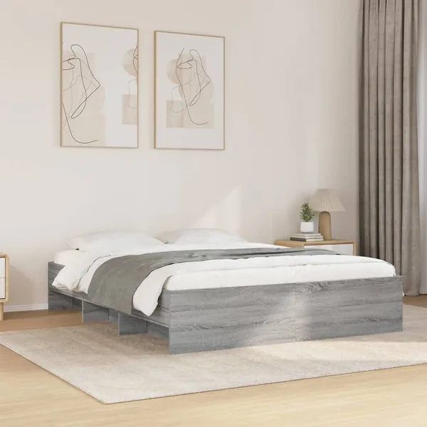 Cadre de lit sans matelas sonoma gris 150x200 cm