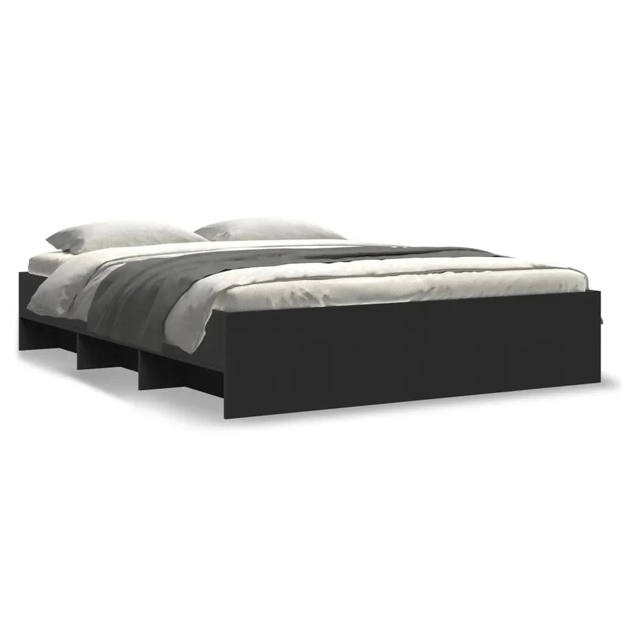 Cadre de lit sans matelas noir 150x200 cm bois d'ingénierie - 2
