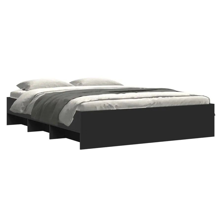 Cadre de lit sans matelas noir 150x200 cm bois d'ingénierie - 3