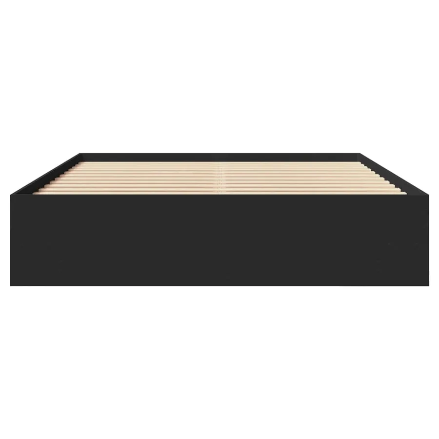 Cadre de lit sans matelas noir 150x200 cm bois d'ingénierie - 5