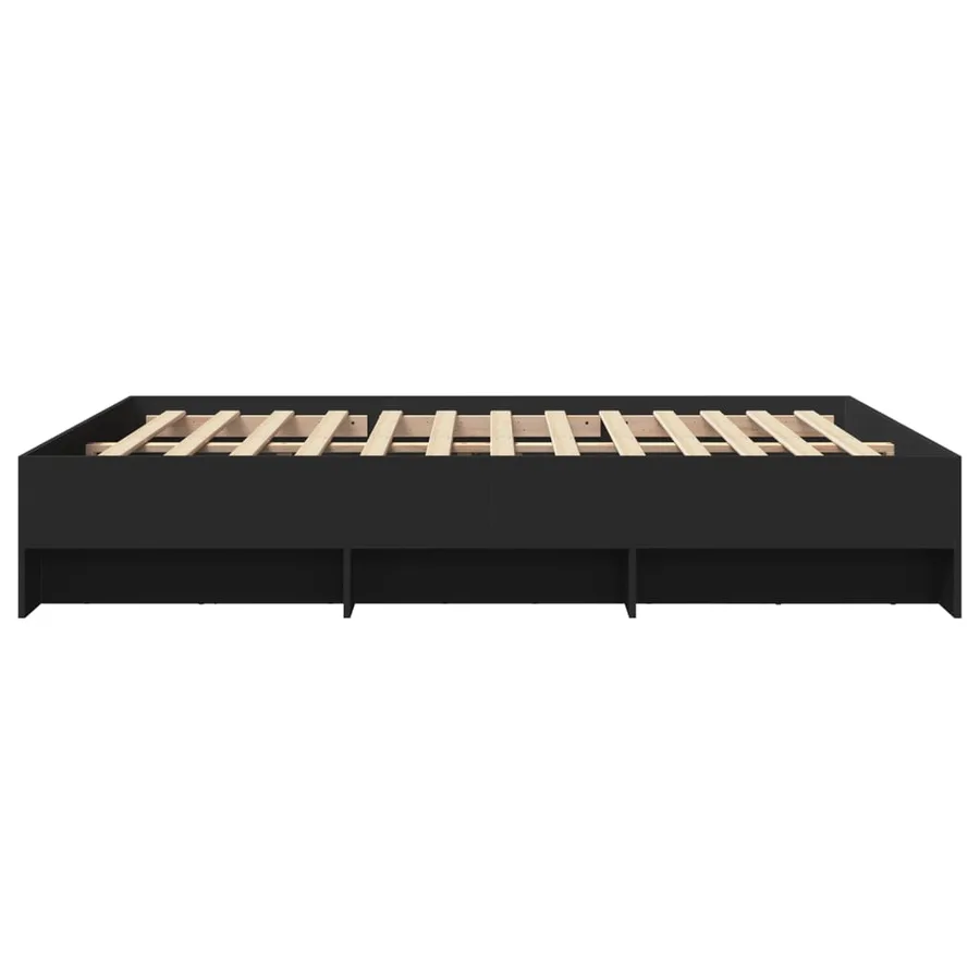 Cadre de lit sans matelas noir 150x200 cm bois d'ingénierie - 6