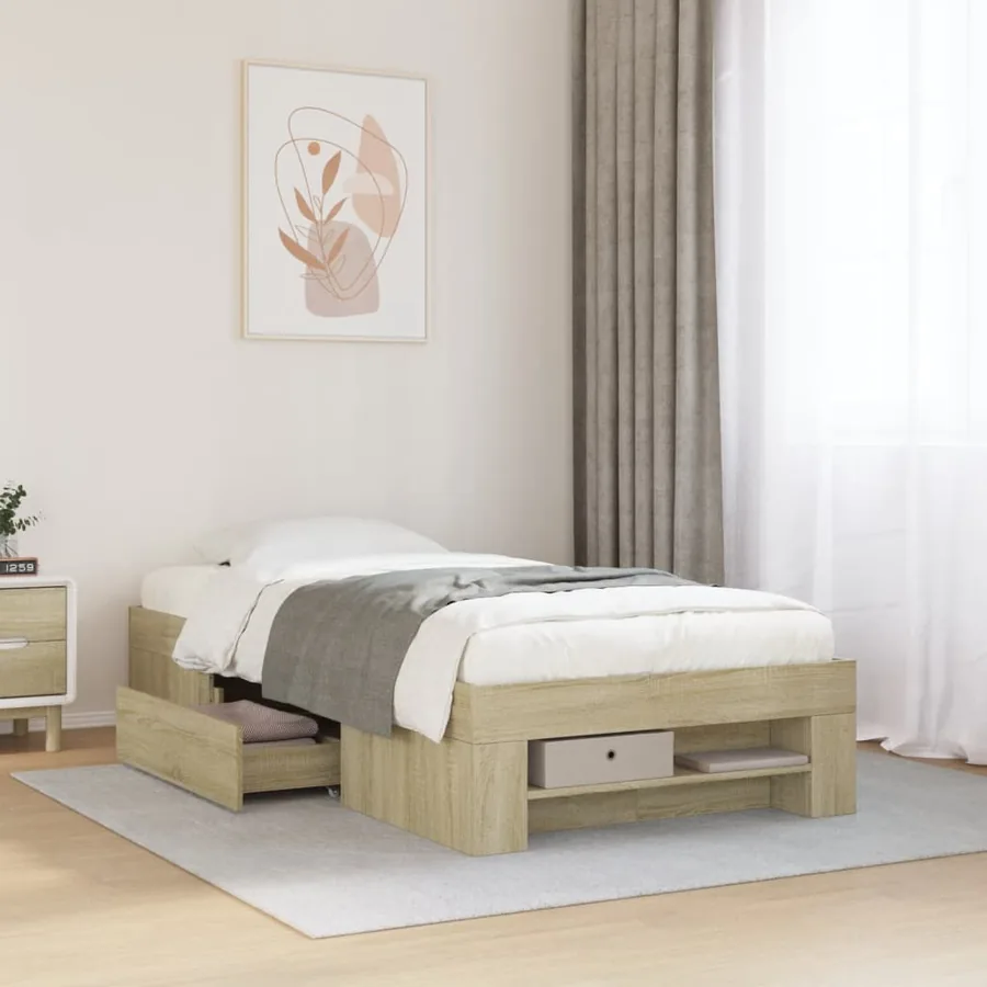 Cadre de lit sans matelas chêne sonoma 90x190 cm