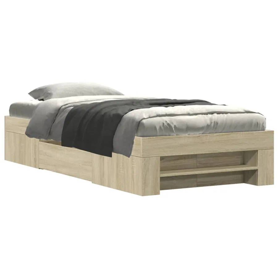 Cadre de lit sans matelas chêne sonoma 90x190 cm - 2