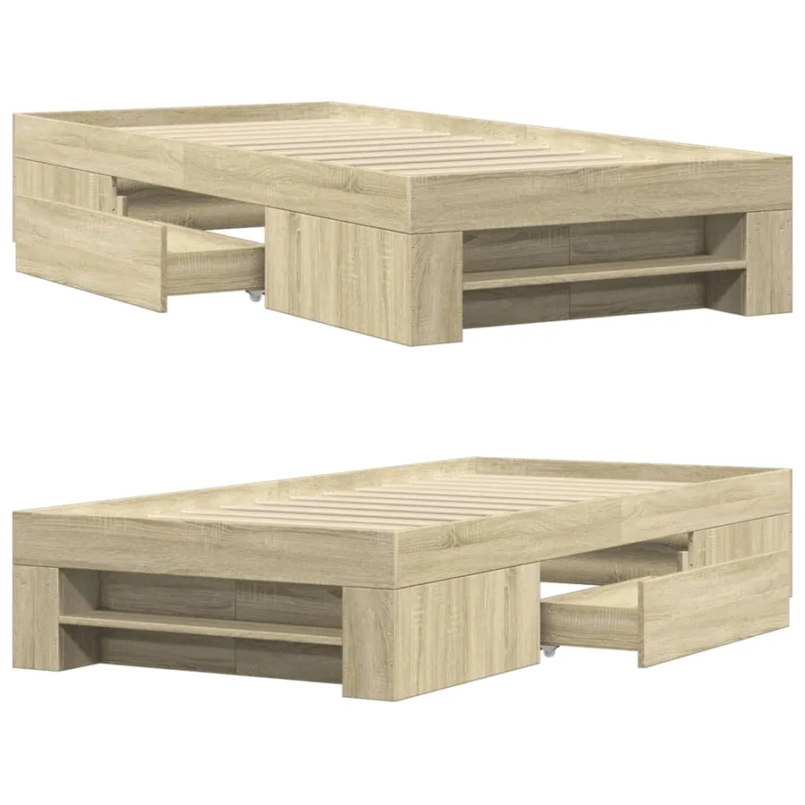 Cadre de lit sans matelas chêne sonoma 90x190 cm - 8