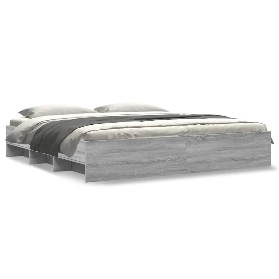 Cadre de lit sans matelas sonoma gris 200x200 cm - 2