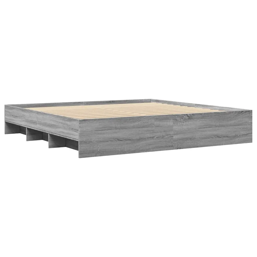 Cadre de lit sans matelas sonoma gris 200x200 cm - 4