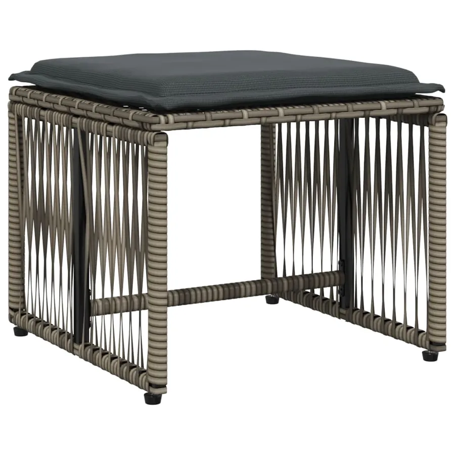 Ensemble à manger de jardin et coussins 7 pcs gris rotin - 4