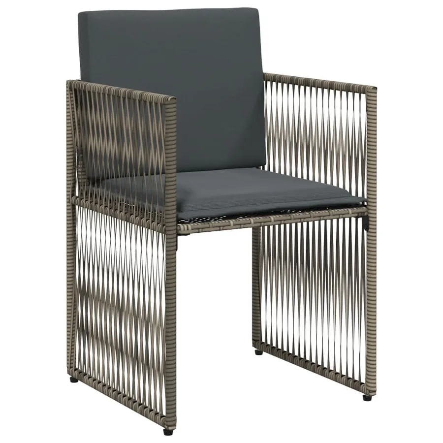 Ensemble à manger de jardin et coussins 7 pcs gris rotin - 5