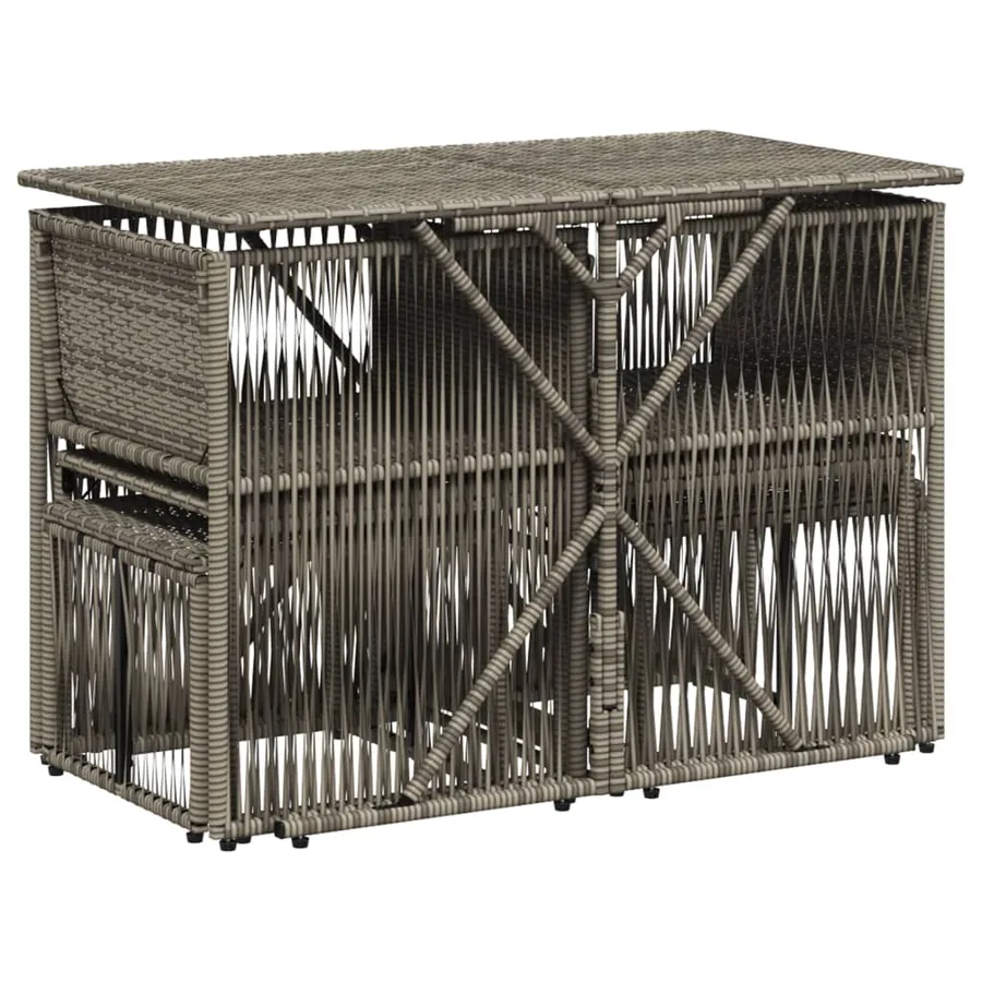 Ensemble à manger de jardin et coussins 7 pcs gris rotin - 7