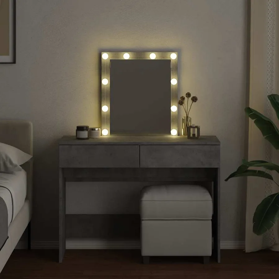 Coiffeuse avec LED gris béton 100x40x130 cm - 3