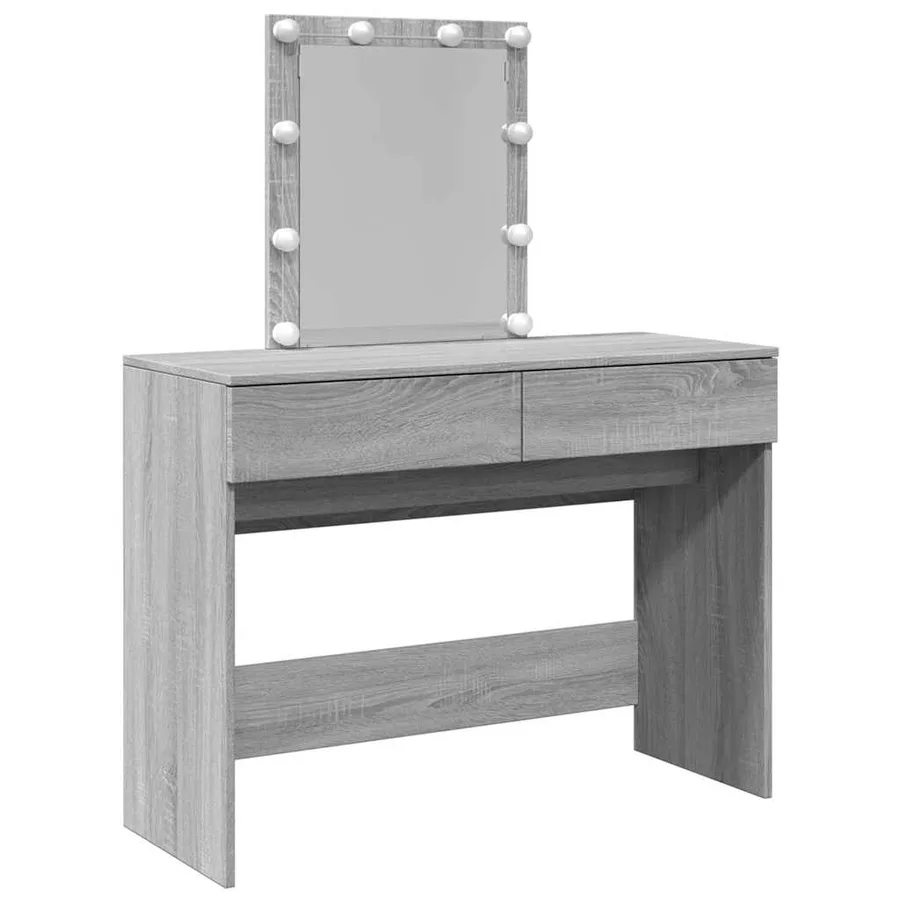 Coiffeuse avec LED sonoma gris 100x40x130 cm - 2