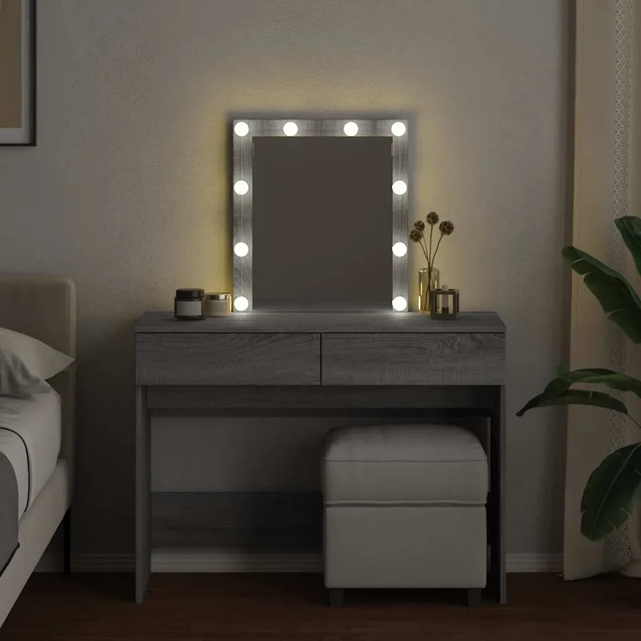Coiffeuse avec LED sonoma gris 100x40x130 cm - 3