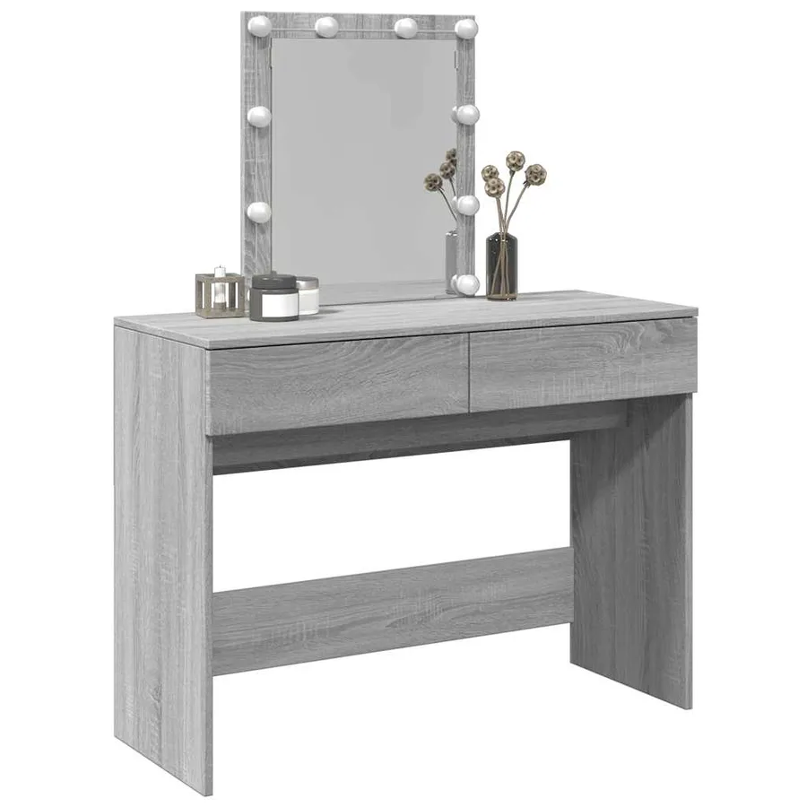 Coiffeuse avec LED sonoma gris 100x40x130 cm - 4