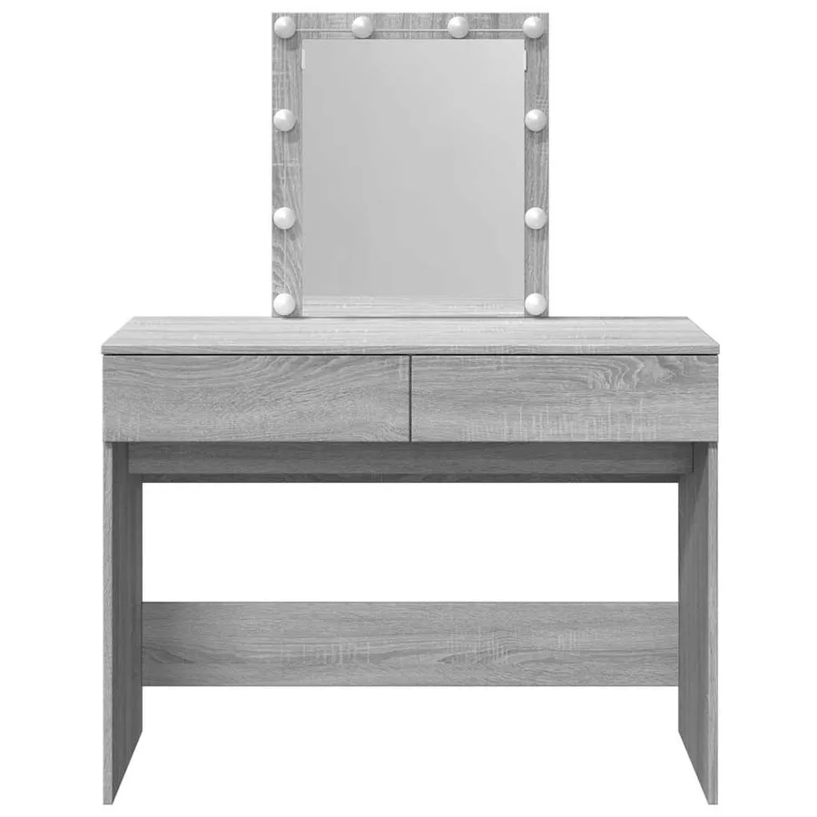 Coiffeuse avec LED sonoma gris 100x40x130 cm - 5