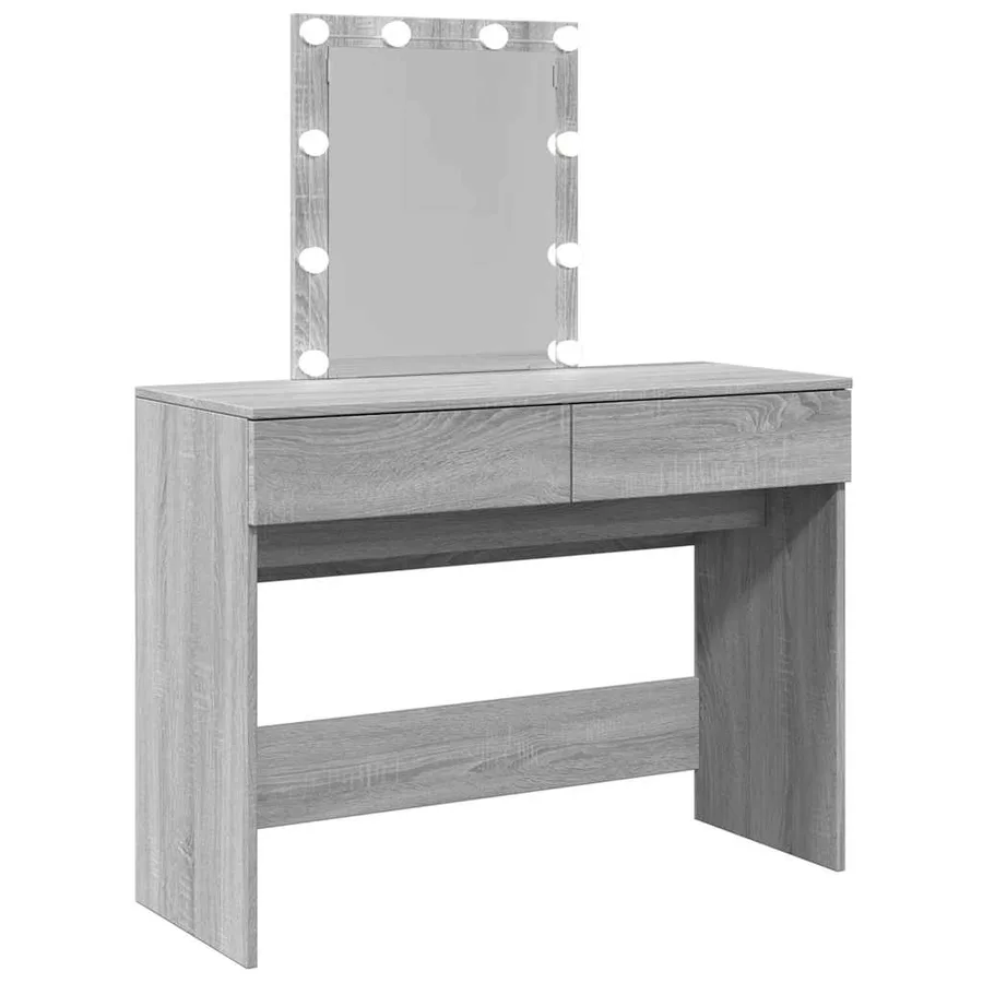 Coiffeuse avec LED sonoma gris 100x40x130 cm - 8
