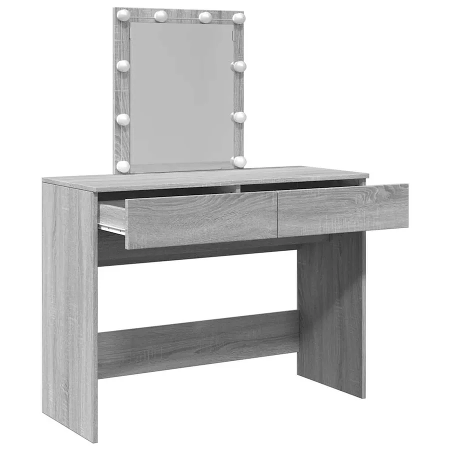 Coiffeuse avec LED sonoma gris 100x40x130 cm - 9