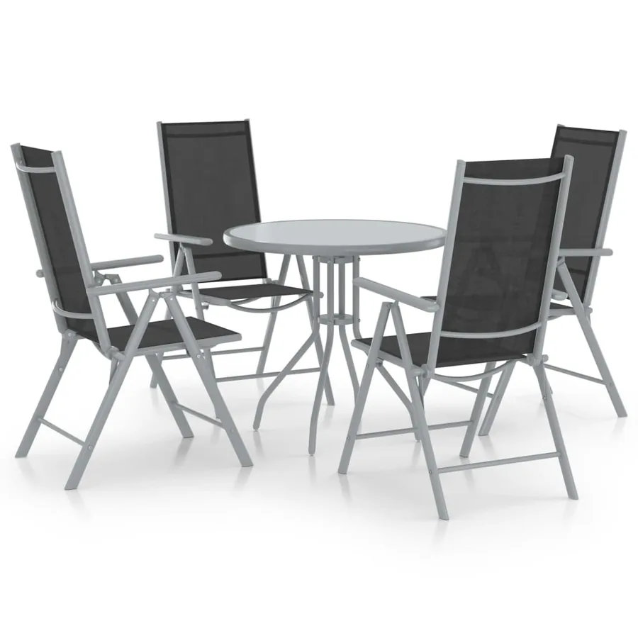 5 pcs garden dining set Aluminium and silver textilene