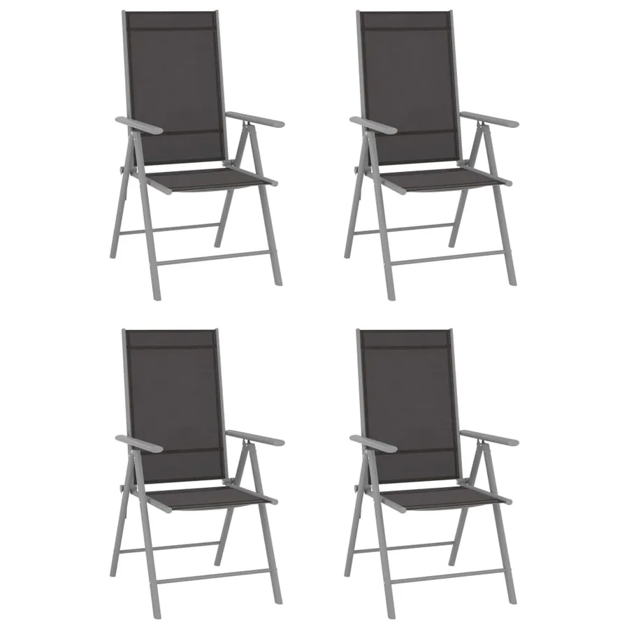 Ensemble à manger de jardin 5pcs aluminium et textilène argenté - 2