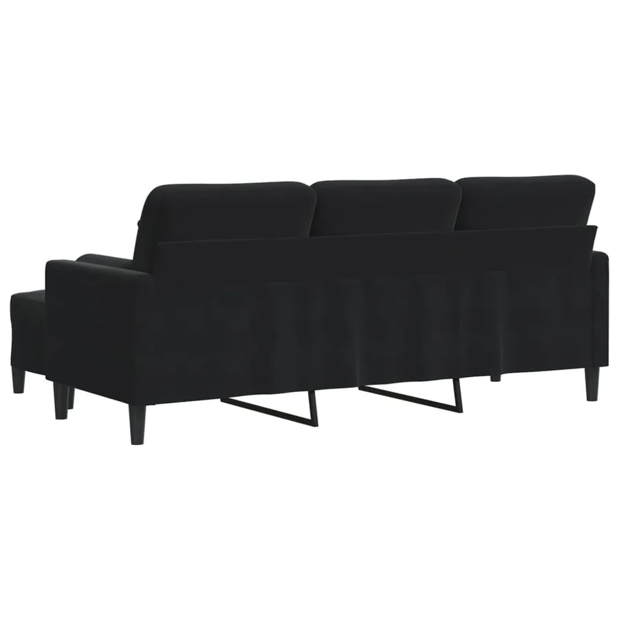 Canapé à 3 places avec repose-pieds Noir 180 cm Velours - 5