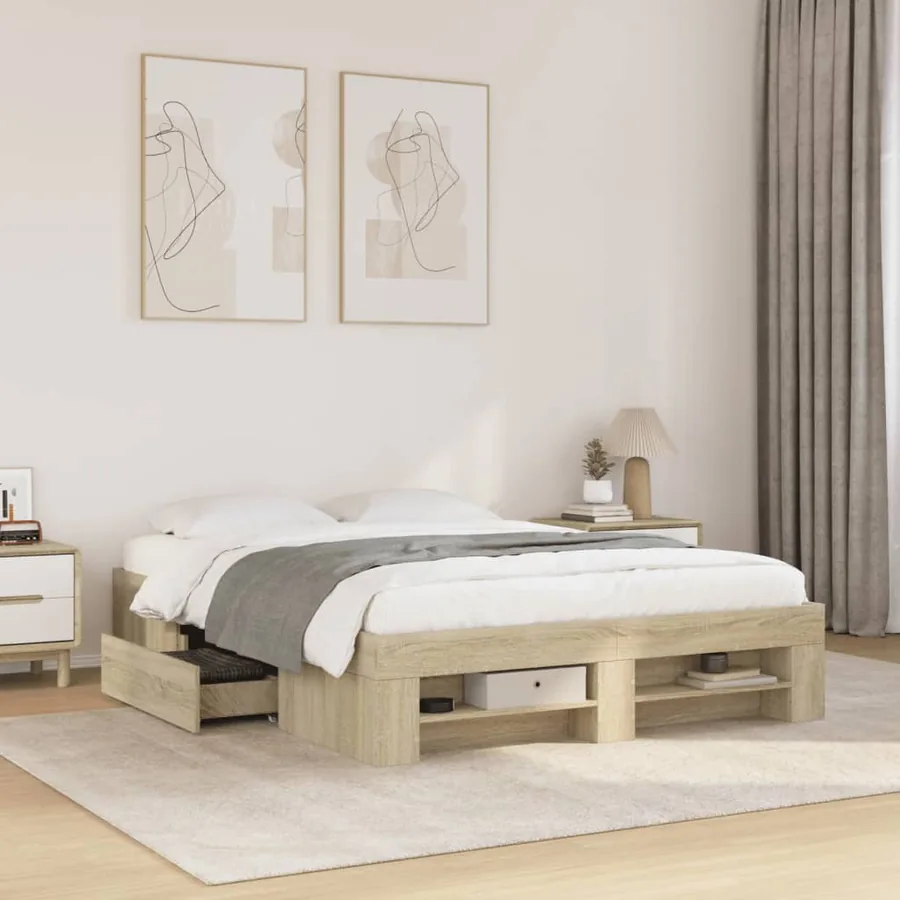 Cadre de lit sans matelas chêne sonoma 120x190 cm