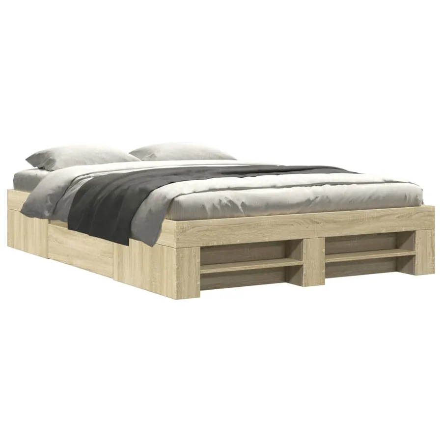 Cadre de lit sans matelas chêne sonoma 120x190 cm - 2