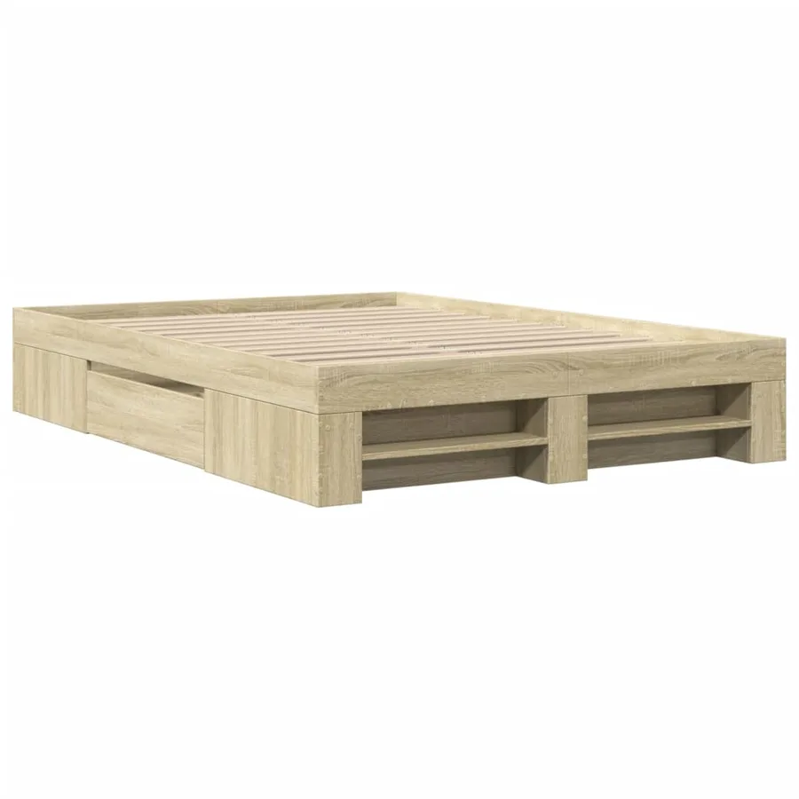 Cadre de lit sans matelas chêne sonoma 120x190 cm - 3