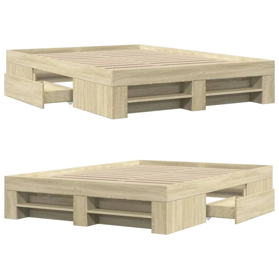 Cadre de lit sans matelas chêne sonoma 120x190 cm - 8