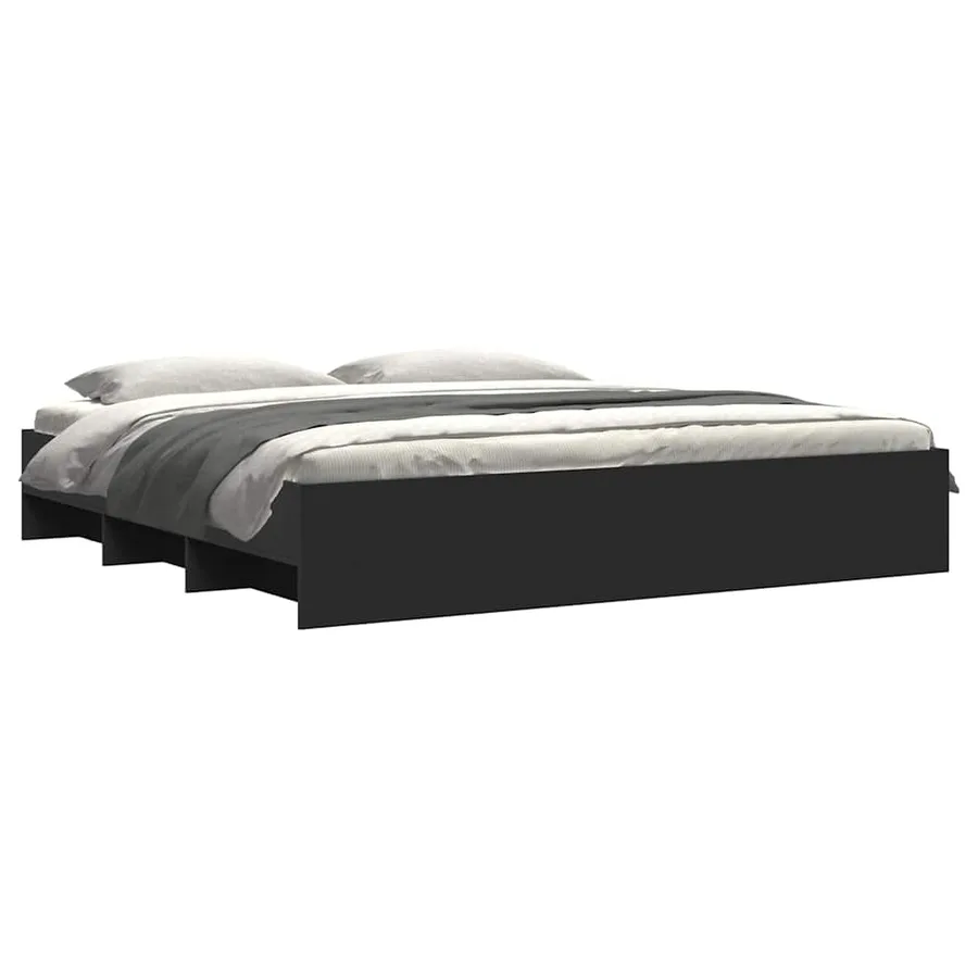 Cadre de lit sans matelas noir 200x200 cm bois d'ingénierie - 3