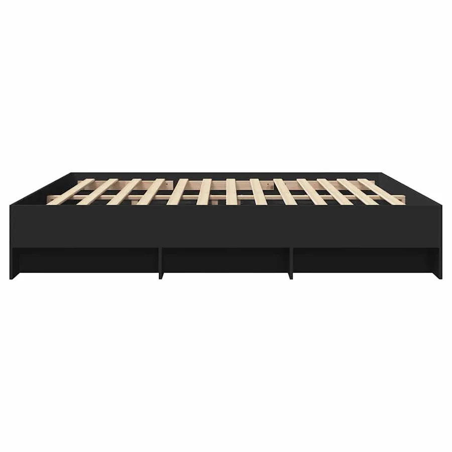 Cadre de lit sans matelas noir 200x200 cm bois d'ingénierie - 6