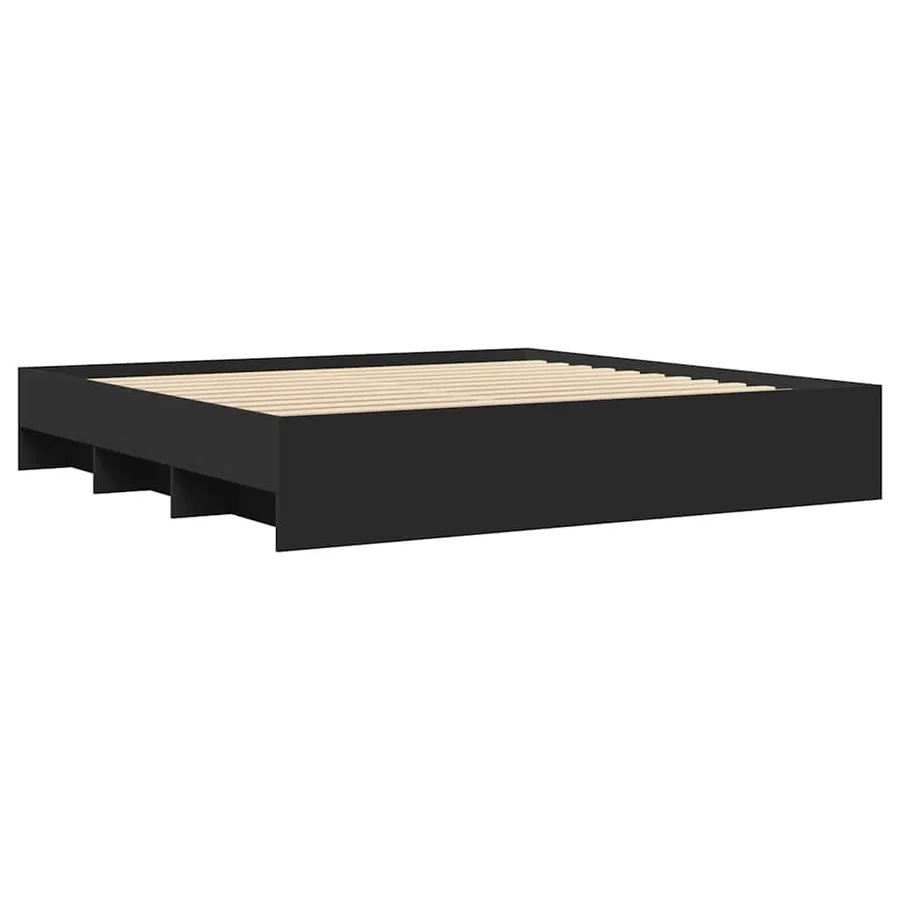 Cadre de lit sans matelas noir 200x200 cm bois d'ingénierie - 7