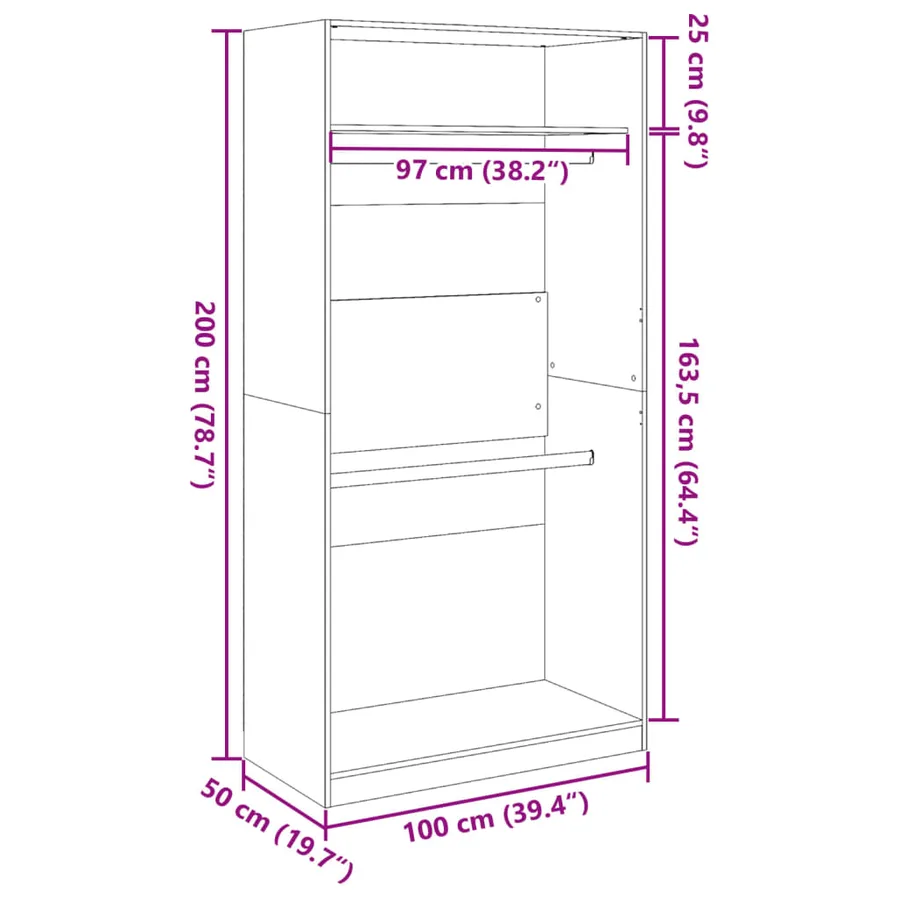 Garde-robe Blanc 100x50x200 cm Bois d'ingénierie - 9