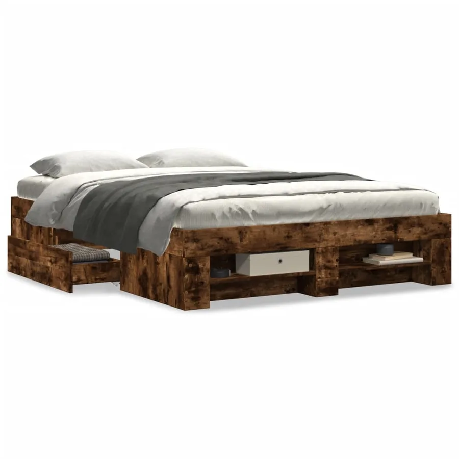 Cadre de lit sans matelas chêne fumé 120x190 cm bois ingénierie - 4