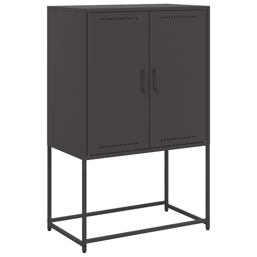 Buffet haut noir 68,5x38,5x107 cm acier - 2