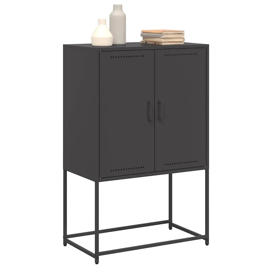 Buffet haut noir 68,5x38,5x107 cm acier - 4