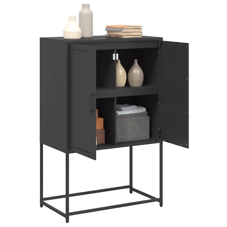 Buffet haut noir 68,5x38,5x107 cm acier - 5