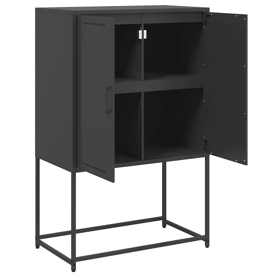 Buffet haut noir 68,5x38,5x107 cm acier - 9