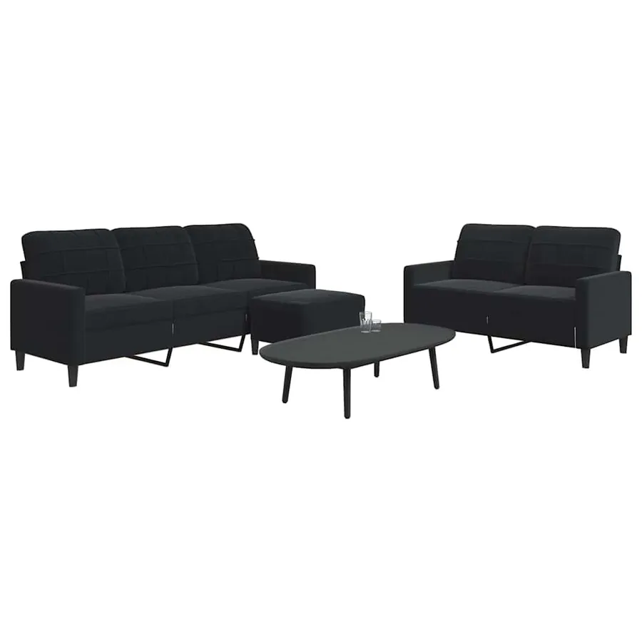 Ensemble de canapés 3 pcs avec coussins Noir Velours