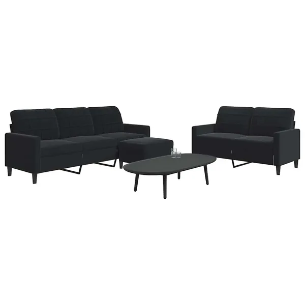 Ensemble de canapés 3 pcs avec coussins Noir Velours