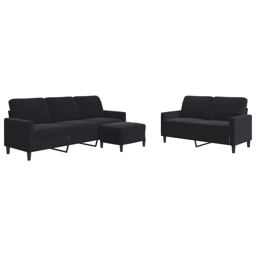Ensemble de canapés 3 pcs avec coussins Noir Velours - 2