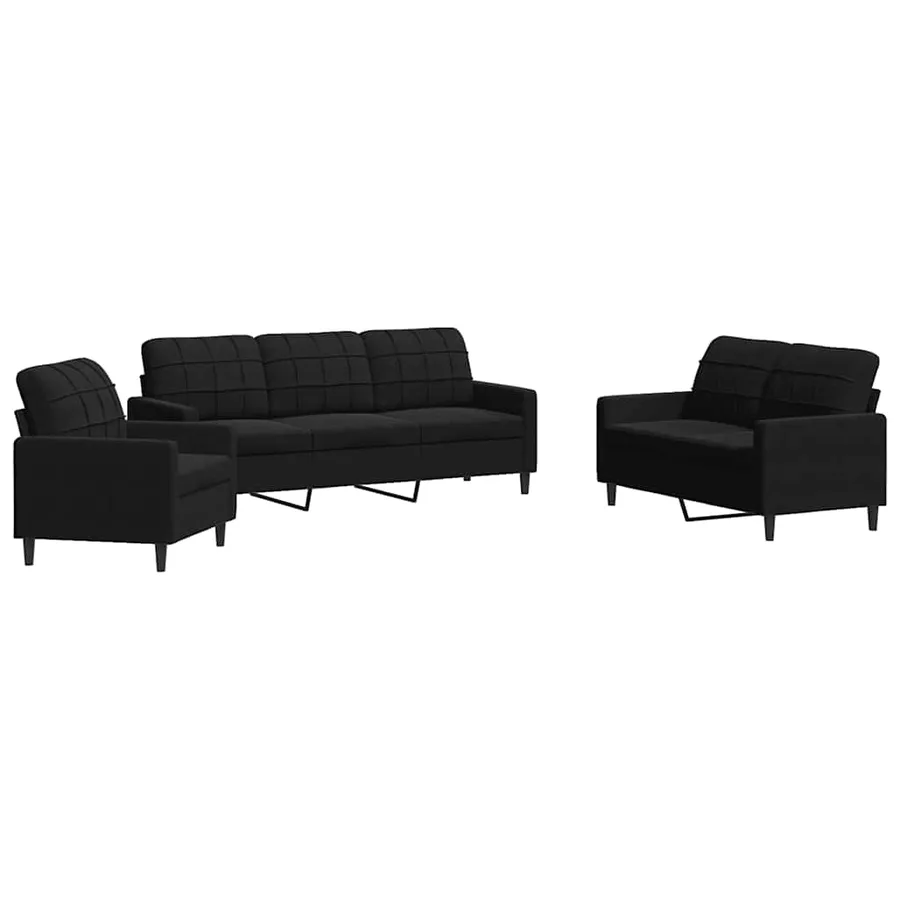 Ensemble de canapés 3 pcs avec coussins Noir Velours - 2