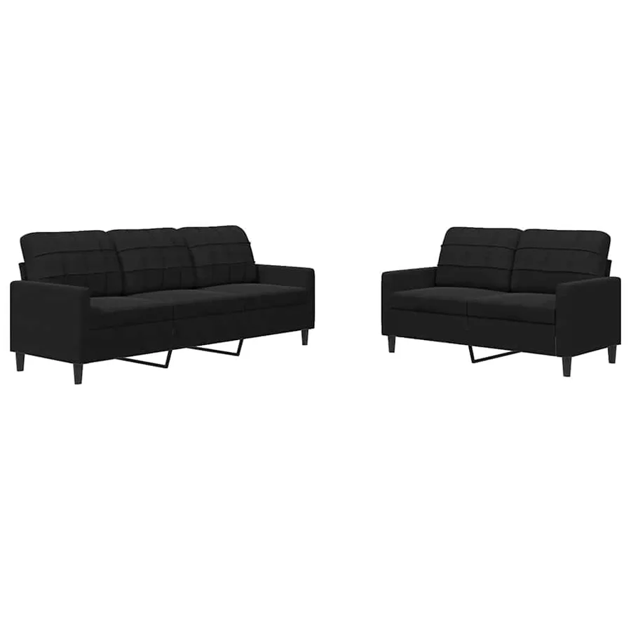 Ensemble de canapés 2 pcs avec coussins Noir Velours - 2