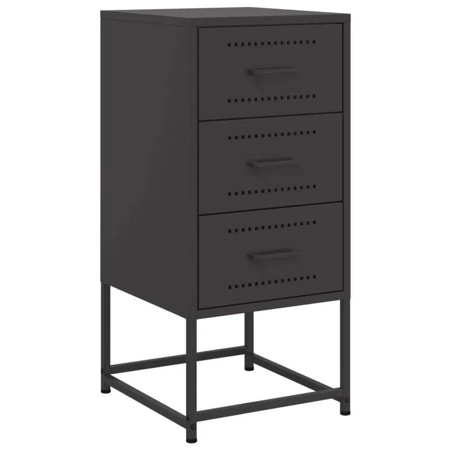 Table de chevet noir 36x39x78 cm acier - 2