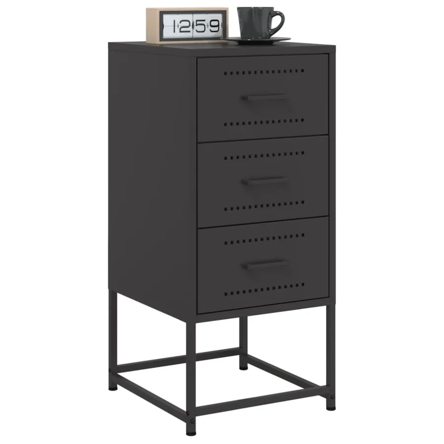 Table de chevet noir 36x39x78 cm acier - 4