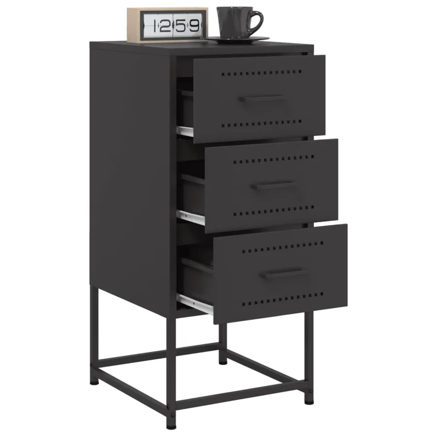 Table de chevet noir 36x39x78 cm acier - 5